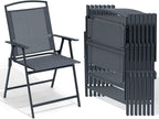 Crestlive Products Patio Folding Chairs Set of 8, Outdoor Folding Chairs with Durable Rust-Resistant Frame and Breathable Textilene Material for Outside, Gray