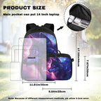 Galaxy Backpack for Men Wolf School Bag for Travel Lightweight Mens Bookbag with Lunch Box for Outdoor Hiking Camping Casual Daycare Back Pack