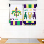 Zubebe 6 Pieces Mardi Gras Kitchen Towels 18 x 28 Inches Print Dish Farmhouse Towel Happy Mardi Gras Hand Towels for Carnival Cooking Baking Home Cleaning Wipes