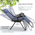 Nestl Zero Gravity Chairs Set of 2, Patio Lounge Chair Outdoor with Pillows & Cup Holder Trays, Adjustable Steel Mesh Reclining Camping Chair, Folding Patio Lawn Chair for Deck, Beach, Yard - Blue