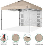 Best Choice Products 10x10ft Pop Up Canopy Tent with Sidewall, 1 Person 1 Minute Set Up, Carry Case, 4 Weight Bags - Sand