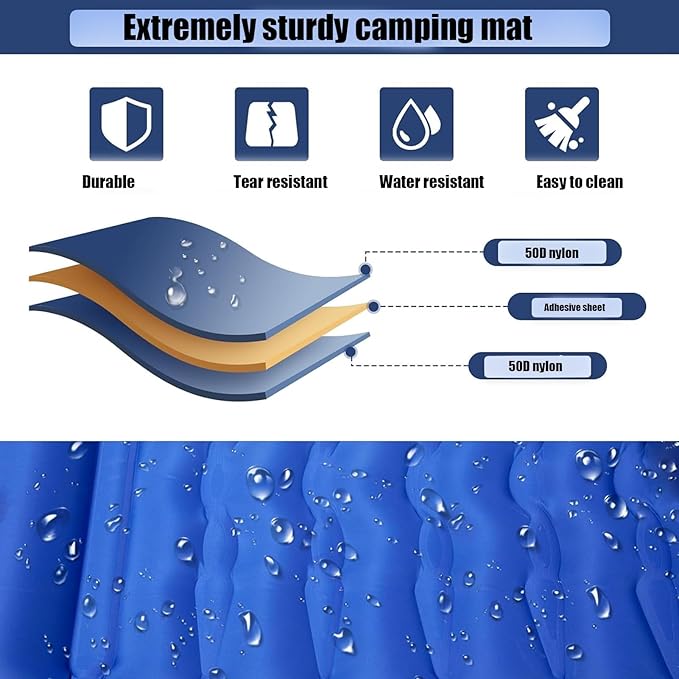 Sleeping Mat | Inflatable Waterproof Outdoor Gear - Self Inflating Sleeping Pad - for Backpacking Tent Hiking Traveling Beach