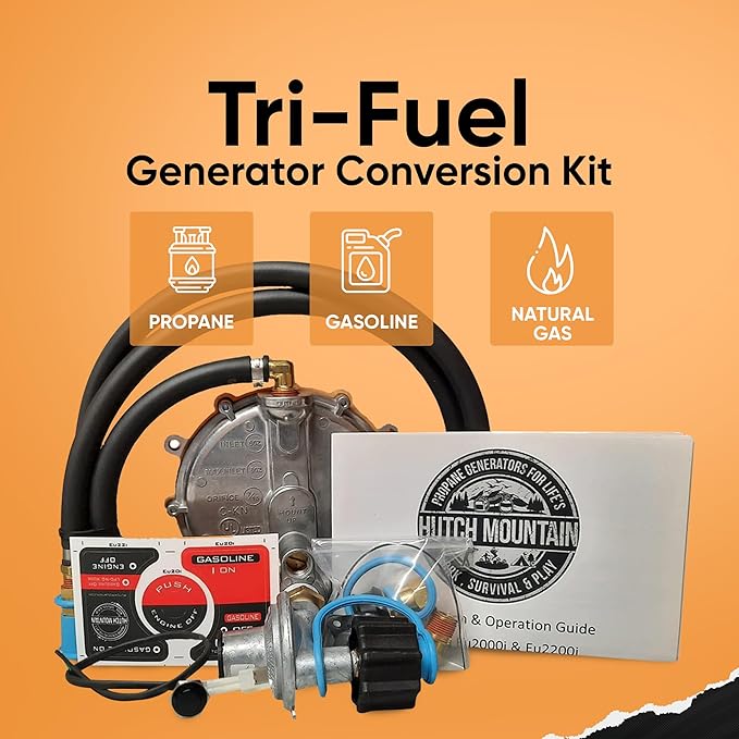 Hutch Mountain Generator Propane Conversion Kit Honda EU2000i - Tri-Fuel Conversion for Propane, Gasoline & Natural Gas - Portable Generator Backup Kit for Home Emergencies, Camping, and RVs