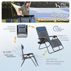 PHI VILLA XXL Oversized Padded Zero Gravity Chair Set of 2, Foldable Patio Recliner, 30" Wide Seat Anti Gravity Lounger with Armrest and Cup Holder, Support 400 LBS (Blue Accents)