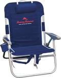 Tommy Bahama Wide Seat Big Boy 4-Position Folding 13" High Seat Backpack Beach or Camping Chair, Navy
