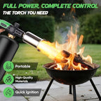 Propane Torch Head, Kitchen Blow Torch Gun, Campfire Charcoal Starter, Grill Torch with Igniter, Adjustable Flame for Cooking, Soldering(Propane Tank Not Included)