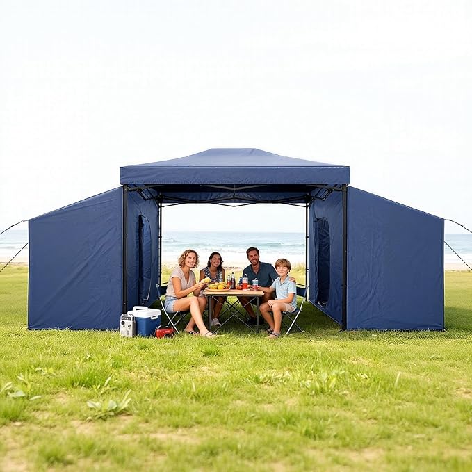 Camping Cube Side Tent for 10x10 Pop Up Canopy, Waterproof Gazebo Room with Mesh Windows, Easy Setup Canopy Side Tent for Family Camping, Market Booth, Backyard Use (Canopy Not Included)