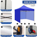 10x10 Pop up Canopy Tent with Sidewalls,Heavy Duty Waterproof Sun Shade Canopy Easy up Canopy with Wheel Bag Commercial Gazebo Tent for Outdoors Parties Vendors Camping Beach(Blue)