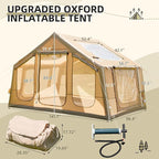 YOLENY 2-4 Person Inflatable Tents for Camping, Quick Setup in 2 Minutes with Hand Pump, 4-Season Waterproof Windproof Oxford Blow Up Tent