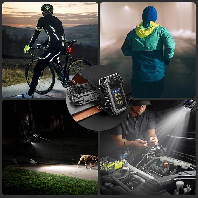 500LM Clip on Flashlight, 2Pack 8 Modes Running Light for Runners Rechargeable Safety Lights Portable COB Flashlight for Night Working, Running, Camping, Fishing, Hiking, Dog, Gift