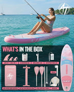 10'6''x33''Inflatable Stand Up Paddle Board, 400lbs Extra Wide Blow Up Paddle Board with Kayak Seat, Premium SUP Accessories Kit & Backpack, Non-Slip Stable Deck Boat for Yoga Fishing Surf