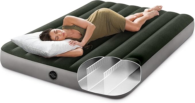 Intex 64778E Dura-Beam Standard Prestige Air Mattress: Fiber-Tech – Full Size – Hand-Held Battery Pump-– 10in Bed Height-– 600lb Weight Capacity,(Pack of 3)