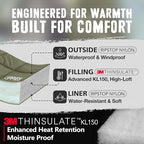 3M Thinsulate Insulation Puffy Camping Blanket for Cold Weather, Queen Size Warm Camping Quilt with Zipper, Waterproof Outdoor Sleeping Bag for Hammock, Cozy & Versatile Gift for Men and Women