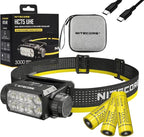 Nitecore HC75 UHE + 2X Extra NL2153HP HC75 UHE Rechargeable E-Focus Spotlight Floodlight Headlamp 192m Beam -3000 Lumens (Upgrade of HC68) w/ 2X Extra Battery and Eco Sensa USB-C Charging Cable