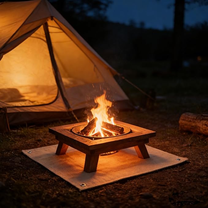 Fire Pit Mat & Tent Stove Mat, 40"x40" 940°F Fireproof Mat for Under Fire Pit Wood Stove, Fits for Solo Stove, Fire Pit Accessories for Outdoor Camping, Fire Blanket for Deck Tent Floor Protection