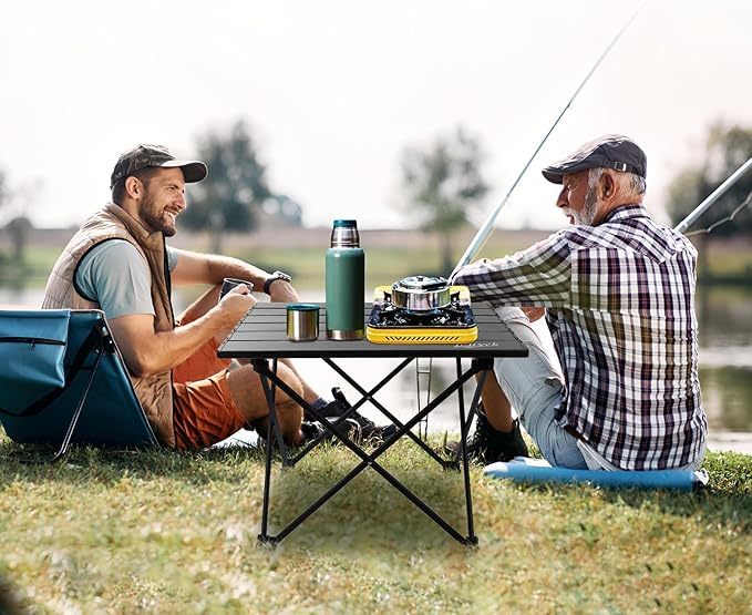 Small Camping Table, Ultralight Aluminum Folding Table with Carrying Bag, Portable & Lightweight Camping Side Table for Outdoor Camping, Picnic, Beach and Fishing, Black
