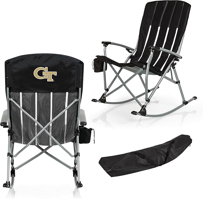 Picnic TIME NCAA Unisex-Adult NCAA Outdoor Rocking Camp Chair, XL Heavy Duty Camping Chair for Adults