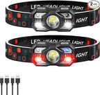 Headlamp Rechargeable 2Pack, 3000 Lumen Ultra-Light Bright Headlamp Flashlight with White Red Light, LED Headlight, 5+5 Mode for Outdoor Camping Fishing Running Hiking