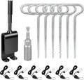 Ice Anchor Tool Kit for Ice Fishing Shelter - 6PC Heavy Duty Ice Tent Shelter Stakes and Drill Bit 1/4" Adapter, Rope Hanger Ice Fishing Tent Accessories