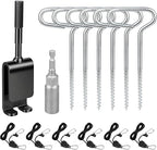 Ice Anchor Tool Kit for Ice Fishing Shelter - 6PC Heavy Duty Ice Tent Shelter Stakes and Drill Bit 1/4" Adapter, Rope Hanger Ice Fishing Tent Accessories