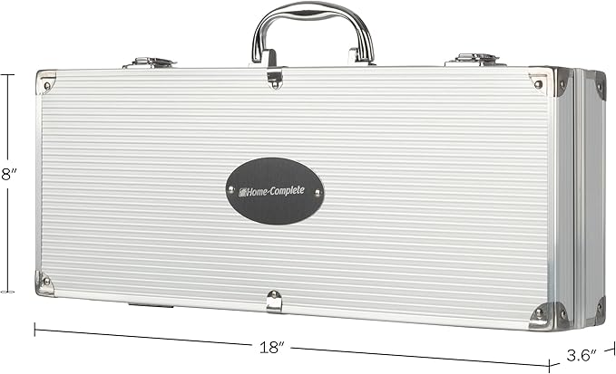 16-Piece BBQ Grill Accessories Set - Barbecue Tool Kit with Aluminum Case for Home Grilling - Great Gift for Birthday or Father’s Day by Home-Complete