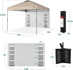 Best Choice Products 10x10ft Pop Up Canopy Tent with Sidewall, 1 Person 1 Minute Set Up, Carry Case, 4 Weight Bags - Sand