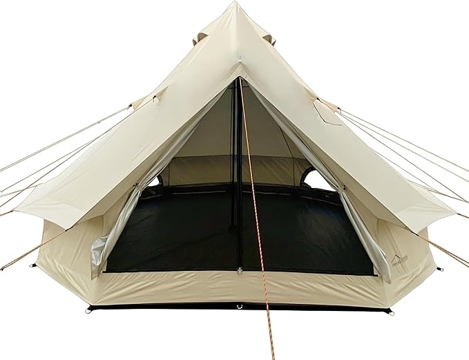 DANCHEL OUTDOOR B2 Portable Yurt with Stove Jack for Winter Camping, 4 Season Bell Tent Large Hot Tent 4/6 Person Family Camping Glamping Party 300D Oxford Khaki, 13ft/16.4ft