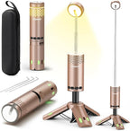 Camping Lights Rechargeable, Detachable Camping Lantern with Stand, Telescopic Waterproof Camp Lamp, Magnetic Work Hanging Light, LED Tent Flashlights for Emergency (Rose Gold)