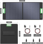 100W Portable Solar Panel for Power Station Generator, 20V Foldable Solar Cell Solar Charger with High-Efficiency Battery Charger for Outdoor Camping Van RV Trip