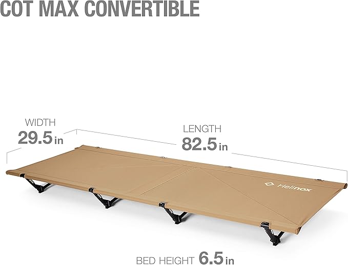 Helinox Cot Max Lightweight, Compact, Collapsible, Portable Camping Cot, Coyote Tan