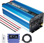 5000W Pure sine Wave Inverter DC 12V to AC 110V/120V Converter 10000w (Peak) with LCD Display Wireless/Wired Remote Control 4AC outlets 4USB and Hardwired AC.Ideal for RV Travel Off-Grid Solar Systems
