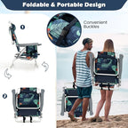 Goplus Beach Chair, Folding Backpack Beach Chairs for Adults with 5 Positions, Head Pillow, Cooler Bag, Towel Bar, Cup Holders, Sunbath Sling Tanning Lounge, Foldable Layout Camping Chairs