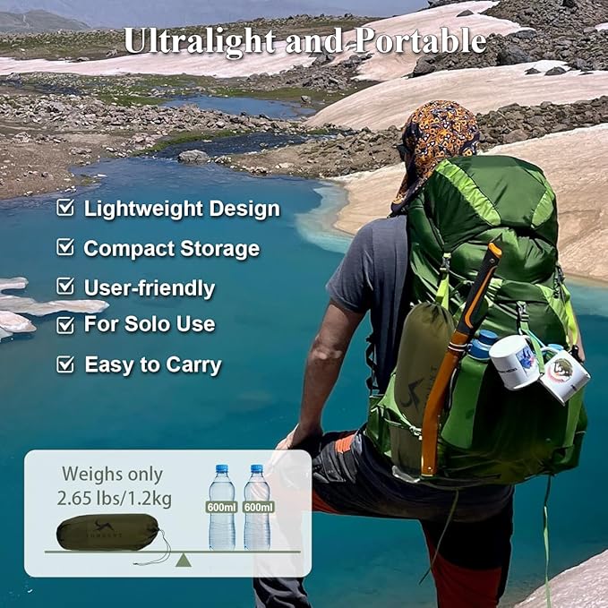 Ultralight Bivy Tent 1 Person Waterproof Solo Tent with 39.4" Peak Height for Camping, Hiking, Motorcycle and Backpacking