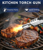Powerful Propane Torch with Detachable Design, Kitchen Blow Torch Gun with Adjustable Flame, Torch Burner Flamethrower for BBQ, Charcoal Lighter, Campfire, Weeding (Tank Not Included)