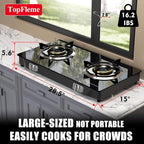2 Burner Propane Stove 27,200 BTU High-Efficiency Tempered Glass Auto-Ignition Gas Burner Stove Top with CSA Hose for Outdoor RV Camping Emergency Cooking