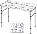 Folding Camping Table 3ft Portable Pinic Table Adjustable Height Small Card Table Aluminum Foldable Lightweight with Carry Handle for Outdoor Indoor Hiking Camp BBQ Beach (Misty Lilac)