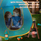 Kids Camping Set 50pcs with Tent & Space Projector Flashlight- Outdoor Campfire Toy Set for Toddlers Kids - Pretend Play Camp Gear Tools for Birthday Christmas