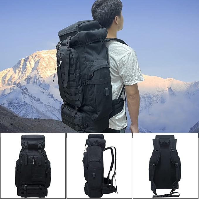 80L 100 liters Hiking Backpack Camping Rucksack, Men Outdoor Travel Climbing Knapsack Mountaineering Trekking Backpack
