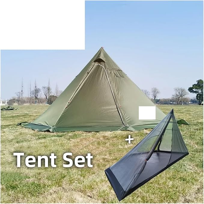 Three-Season Tent, New Pyramid Tent Set Camping Tent with Snow Skirt Hot Tent Hiking Backpacking Tent Outdoor Winter Tent 2 Sizes