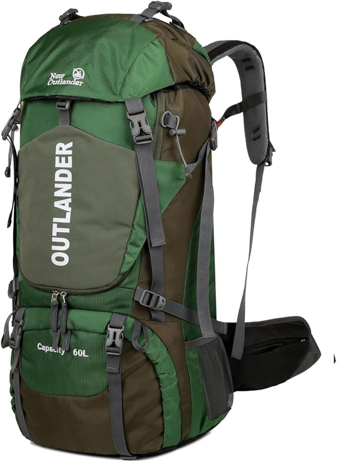 Hiking Backpack Camping Light Travel Backpack for Men Women with Shoe Compartment Rain Cover Can Hang Water Bag Green Blue Black Optional for Hiking Camping Traveling 60L Capacity