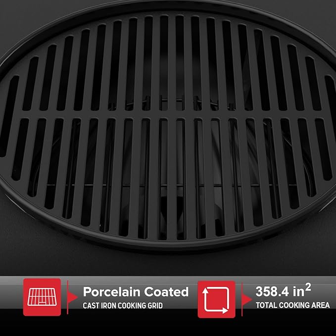Nexgrill 22" Charcoal Grill with Table Cart and Side Table, 358 SQ In Grate, Adjustable Air Vents, Integrated Temperature Gauge, Mobile Cart Barbecue Grill for Camping, Picnics, and More - 810-0026HC