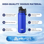 Membrane Solutions C3 Filtered Water Bottle, 32oz Stainless Steel Water Bottle with Replaceable UF+ACF Filter Cartridge, Portable Water Filter, Travel, Hiking & Camping for Drinking Water