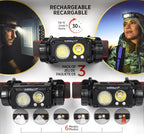 Infinity X1 Rechargeable LED Headlamps, 1500 Lumens, Up to 30 Hours Runtime, 6 Modes, 3-Pack