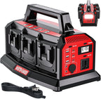 1200W Integrated Power Inverter with 6A Fast Charger, 6 Ports for Milwaukee M18 Battery, Portable Pure Sine Wave Inverter with 120V AC Outlet, 6*USB and LED Light for Camping Travel Jobsite(Tool Only)