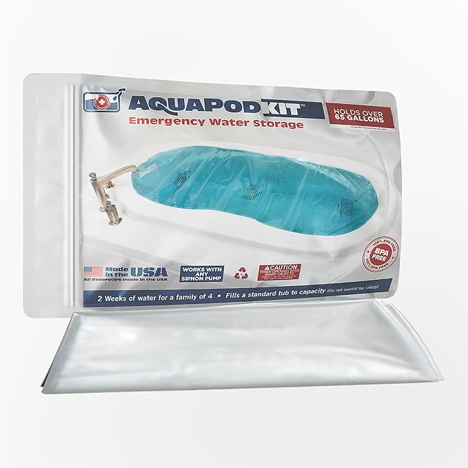 AquaPod Kit 2.0 - Replacement Liner Bathtub Storage Emergency Drinking Water Storage Bladder, Disaster and Hurricane Survival - BPA Free and Made in USA -WORKS WITH ANY SIPHON PUMP