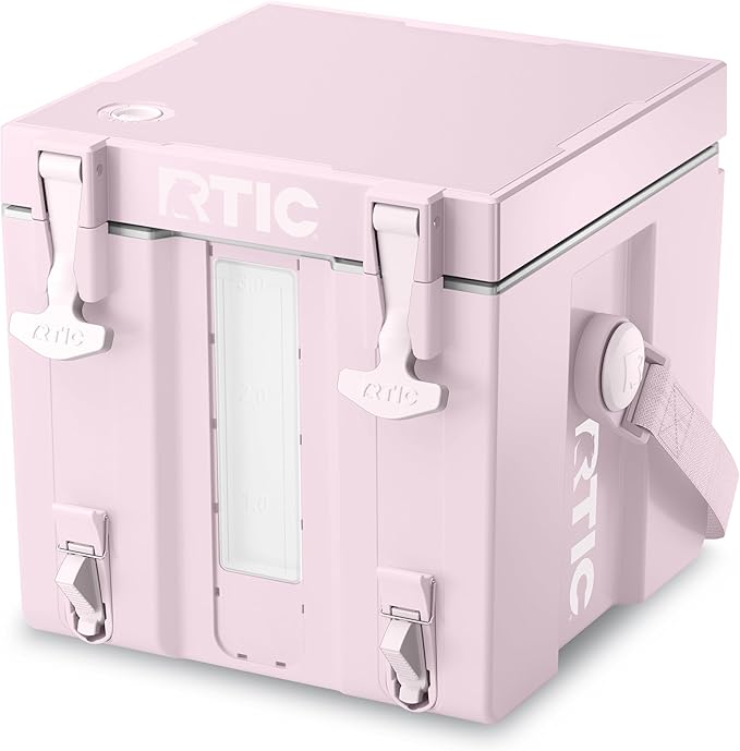 RTIC Halftime Water Cooler 3 Gallon Portable Carrier Container, Drink Beverage Dispenser, Stackable with 2 Taps, Bottleless, BPA-Free, for Sports, Camping, BBQ, Parties, Picnic, Pale Pink