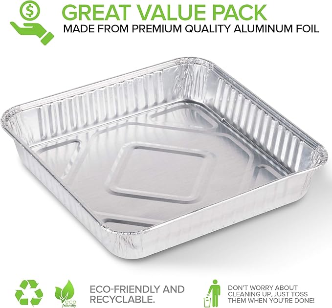 Stock Your Home 9x9 Aluminum Foil Pans - 8.75" L Rim (30 Pack) Square Tins for Toaster Oven- Cooking Lasagna, Casserole, and Doing Food Prep - Disposable Baking Pan for Cake or Brownie Dish