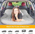 KMZ SUV Air Mattress Thickened and Double-Sided Flocking Travel Camping Bed with 2 Pillows & Electric Pump Dedicated Mobile Cushion Inflatable Bed for SUV Trunk and Rear Seat (Light Gray)