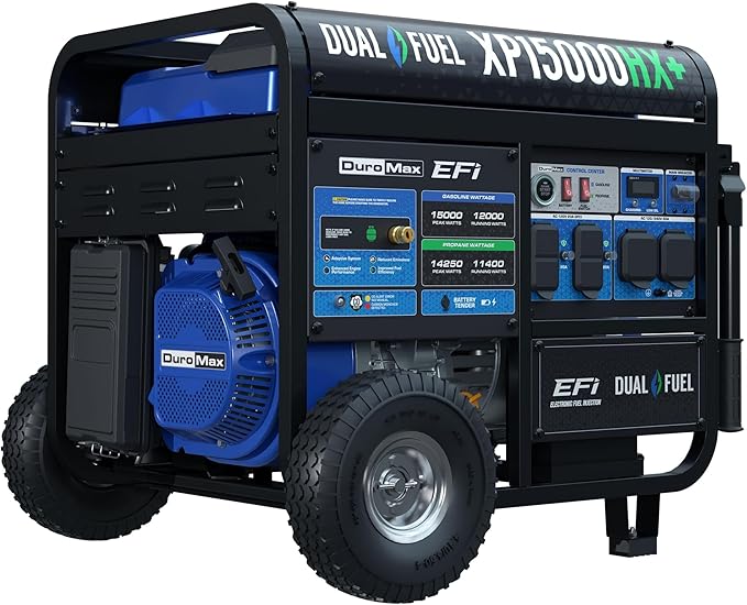 DuroMax XP15000HX+ 15,000-Watt Electric Start Dual Fuel EFI Portable Generator