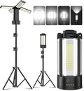 CORESLUX 10400mAh Rechargeable Camping Lights with Stand, 6000K Portable Work Light with 4 LED Lamp Heads, Magnetic Work Light Camping Essentials for Outdoor Work, Garage, Camping, Fishing